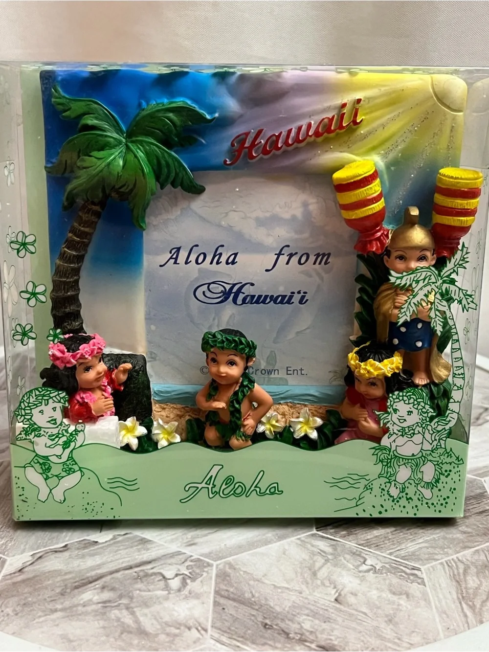 Hawaii Aloha 4x6 Photo Frame Hula Kids Palm Tree Souvenir NIB Asia Crown Ent